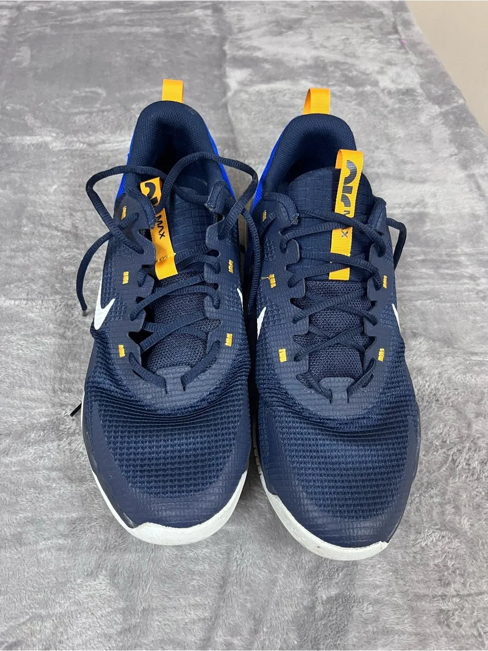 Nike Men’s Navy & Royal Blue Athletic Shoes with White Swoosh and Yellow Accents